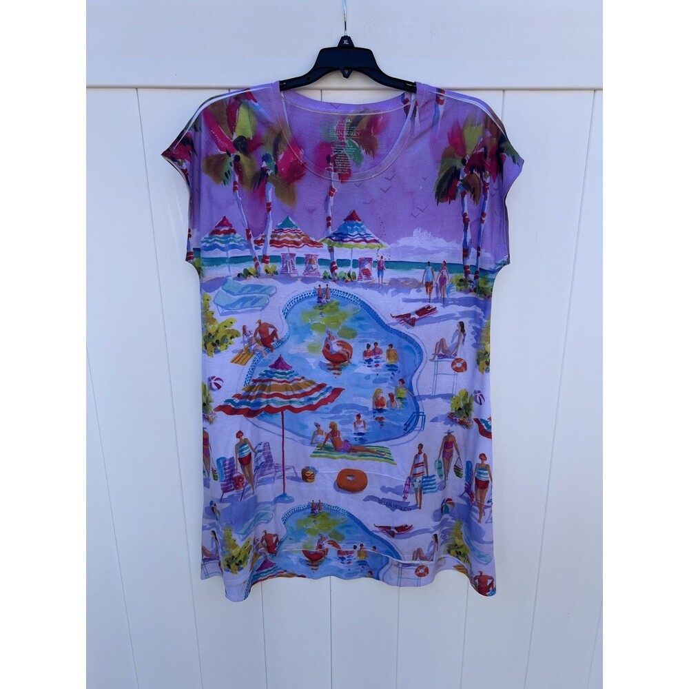 Ellen Negley Art & Sol Women's Large Sleeveless Beach Cover Dress Wearable Art
